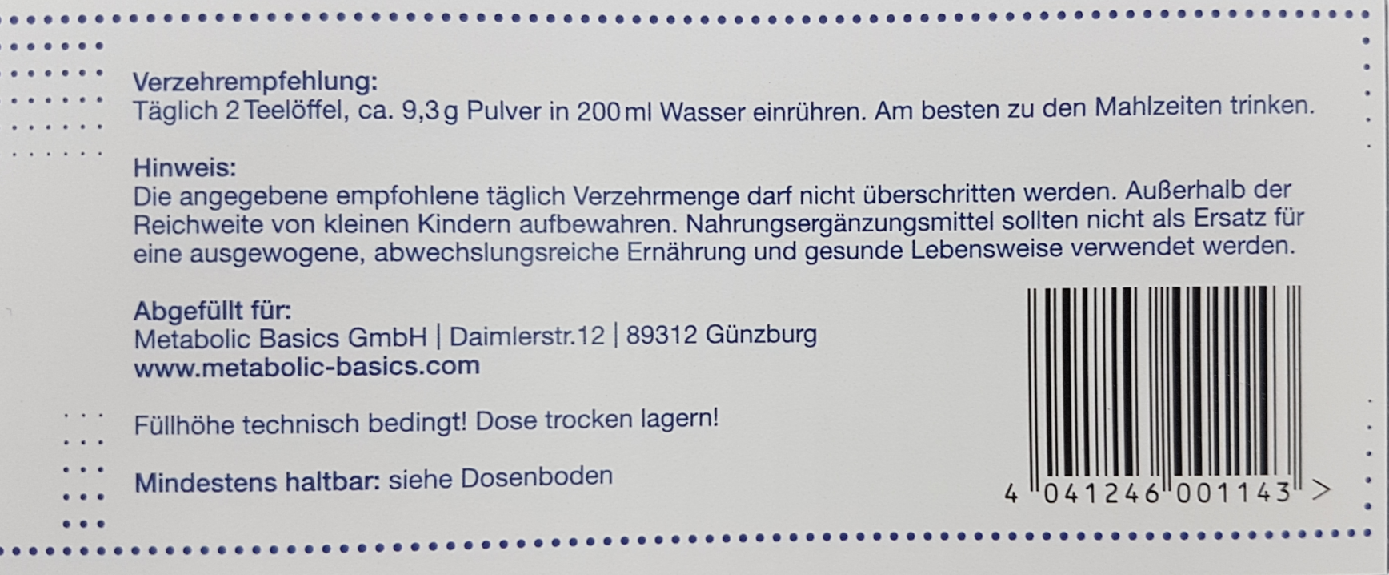 Basenpulver mit 95% Citraten Basenpulver Inhaltsstoffe