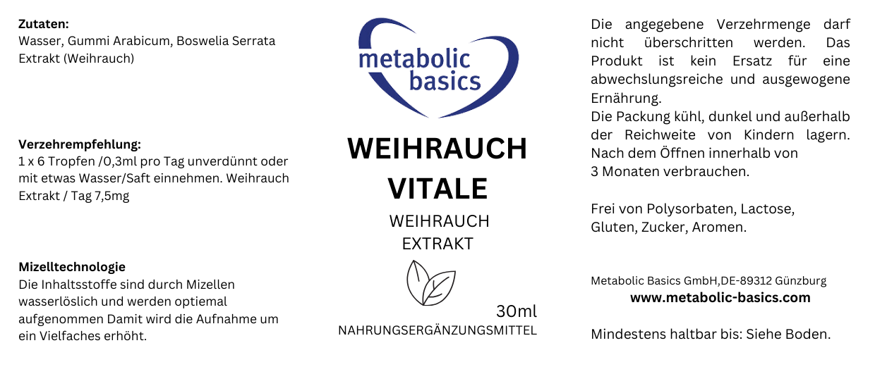 Metabolic Basics Weihrauch VITALE - 30 ml Weihrauch