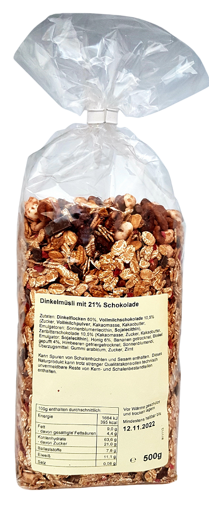 Schoko-Dinkel-Müsli Rückseite Schokodinkelmüsli