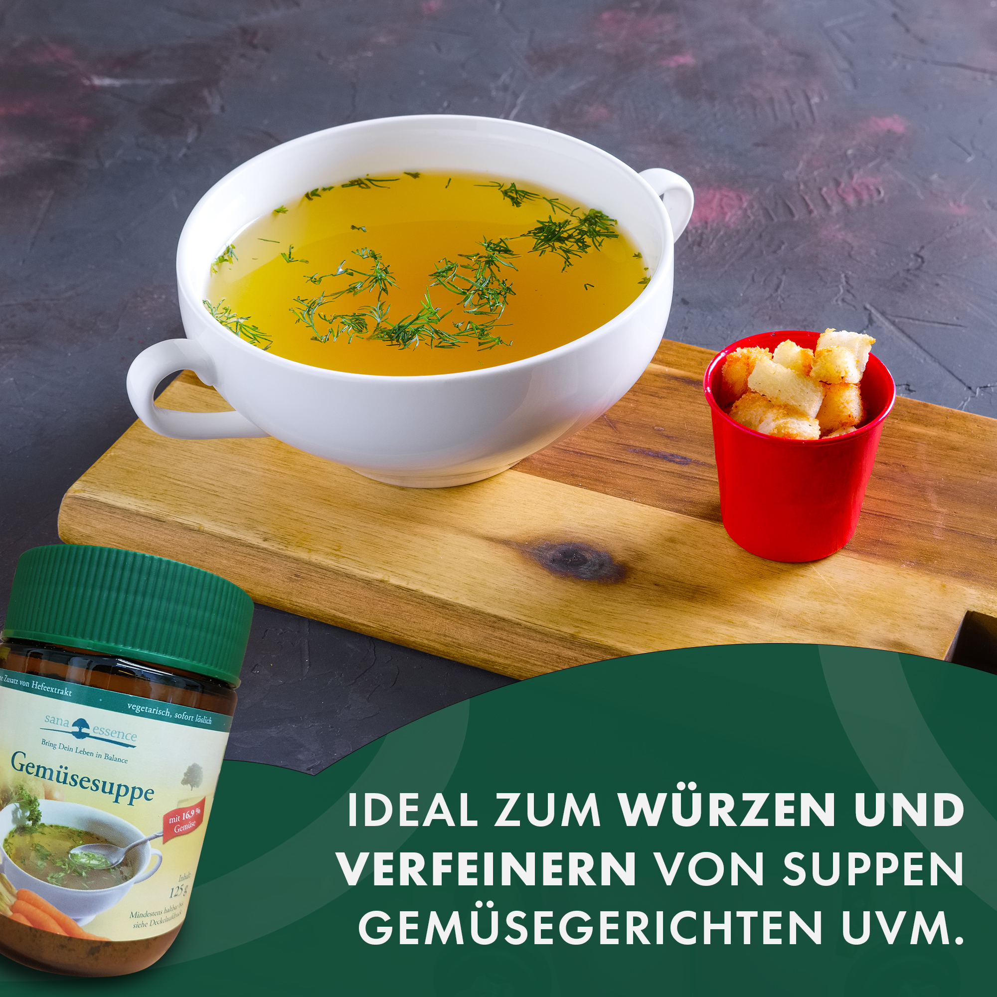 Bio Klare Gemüsebrühe ohne Hefeextrakt 3. Ergänzung für ihren Körper Bio Klare Gemüsesuppe