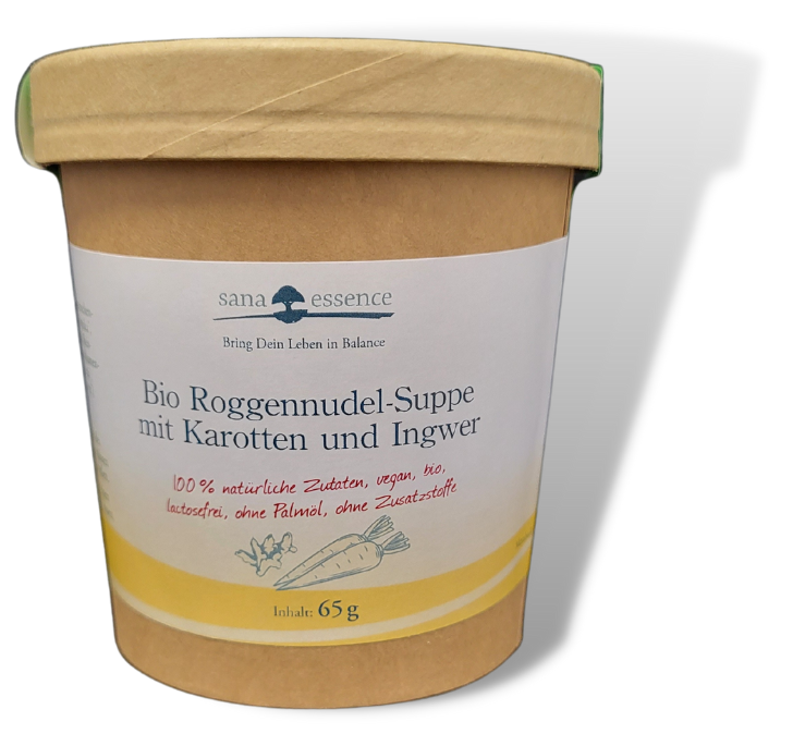Bio Roggennudel-Suppe mit Karotten und Ingwer Ingwer Karottensuppe