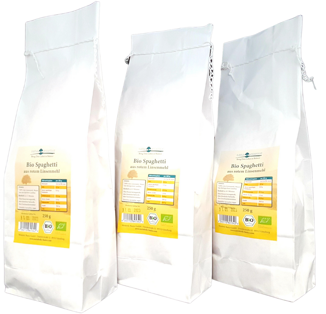 Sana Essence Bio Spaghetti aus rotem Linsenmehl 3er Pack Linsenspaghetti