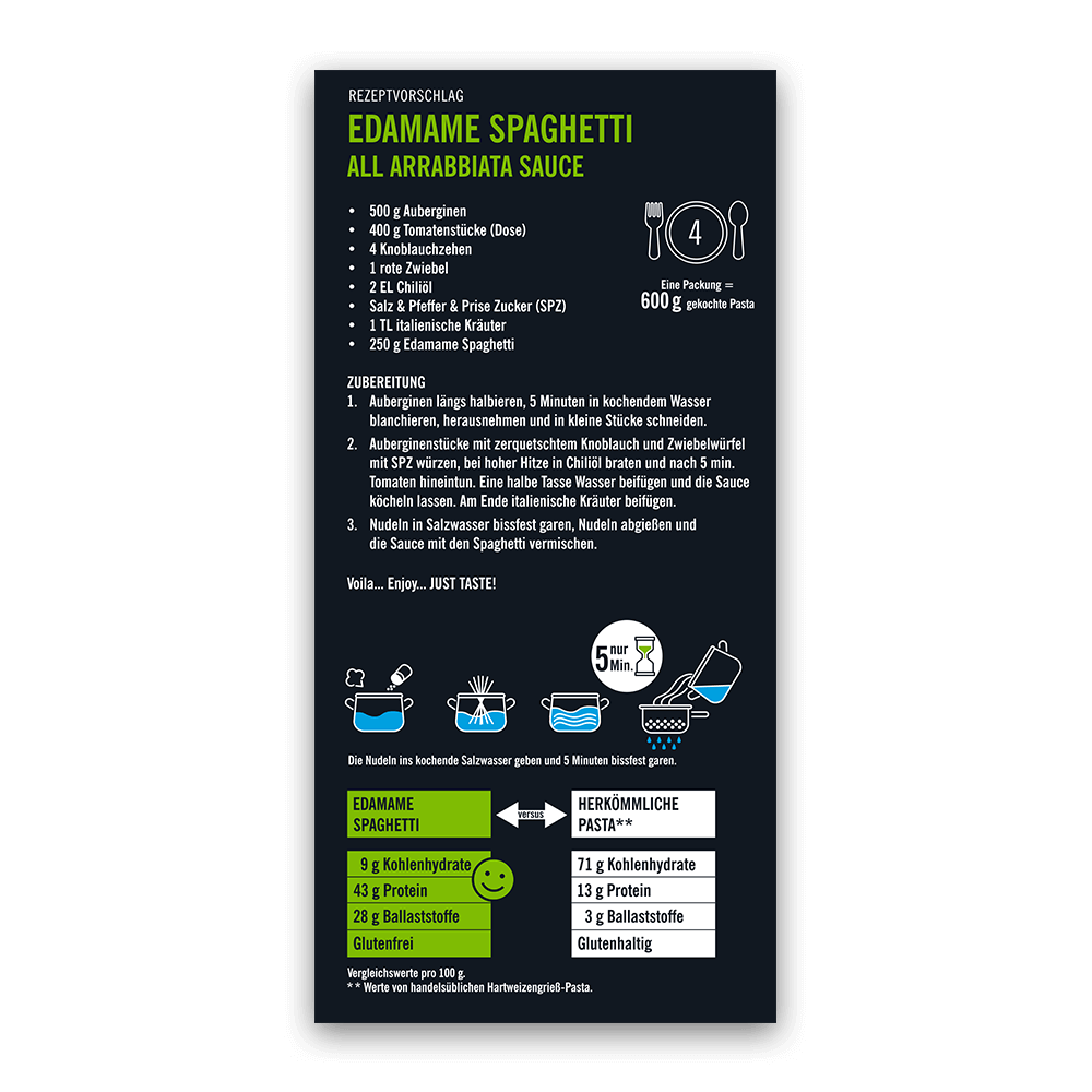 Bio Edamame Spaghetti, 250 G Zubereitungshinweis Edamame Spaghetti