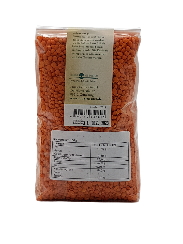 Bio Rote Linsen, ganz Rote Tellerlinsen