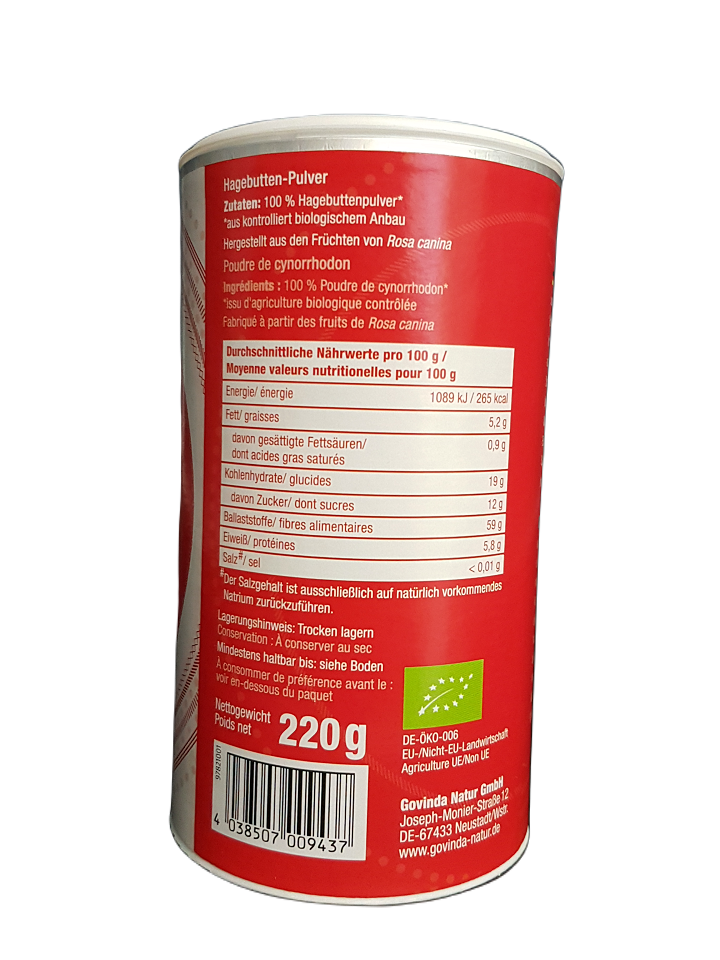 Bio Hagebuttenpulver Bio Hagebuttenpulver Rückseite