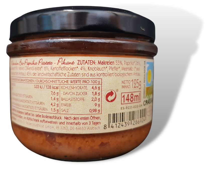 Pan do Mar Makrelen Bio-Paprika Pastete Pikant Makrelen Nährwerte