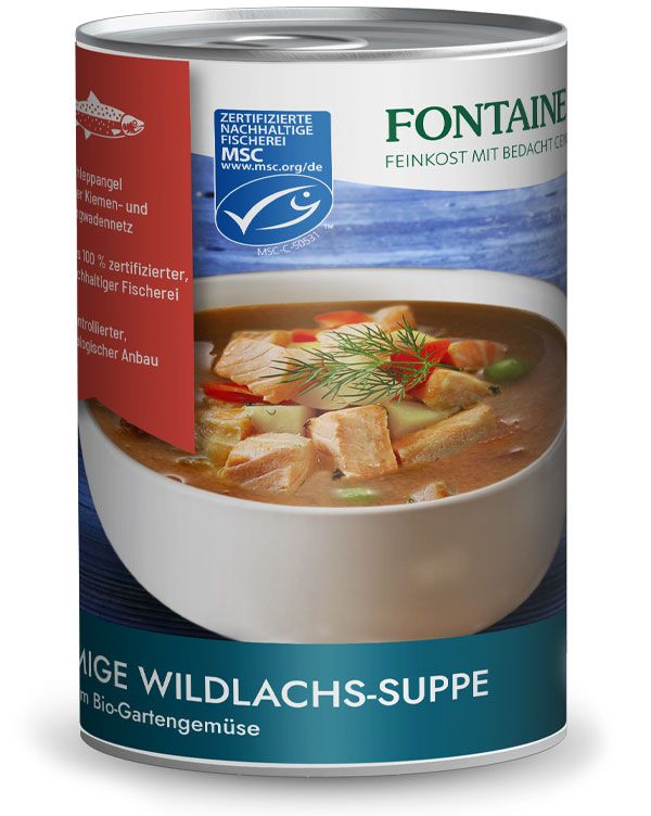 Wildlachs-Suppe mit feinem Gartengemüse Wildlachssuppe_Fontaine